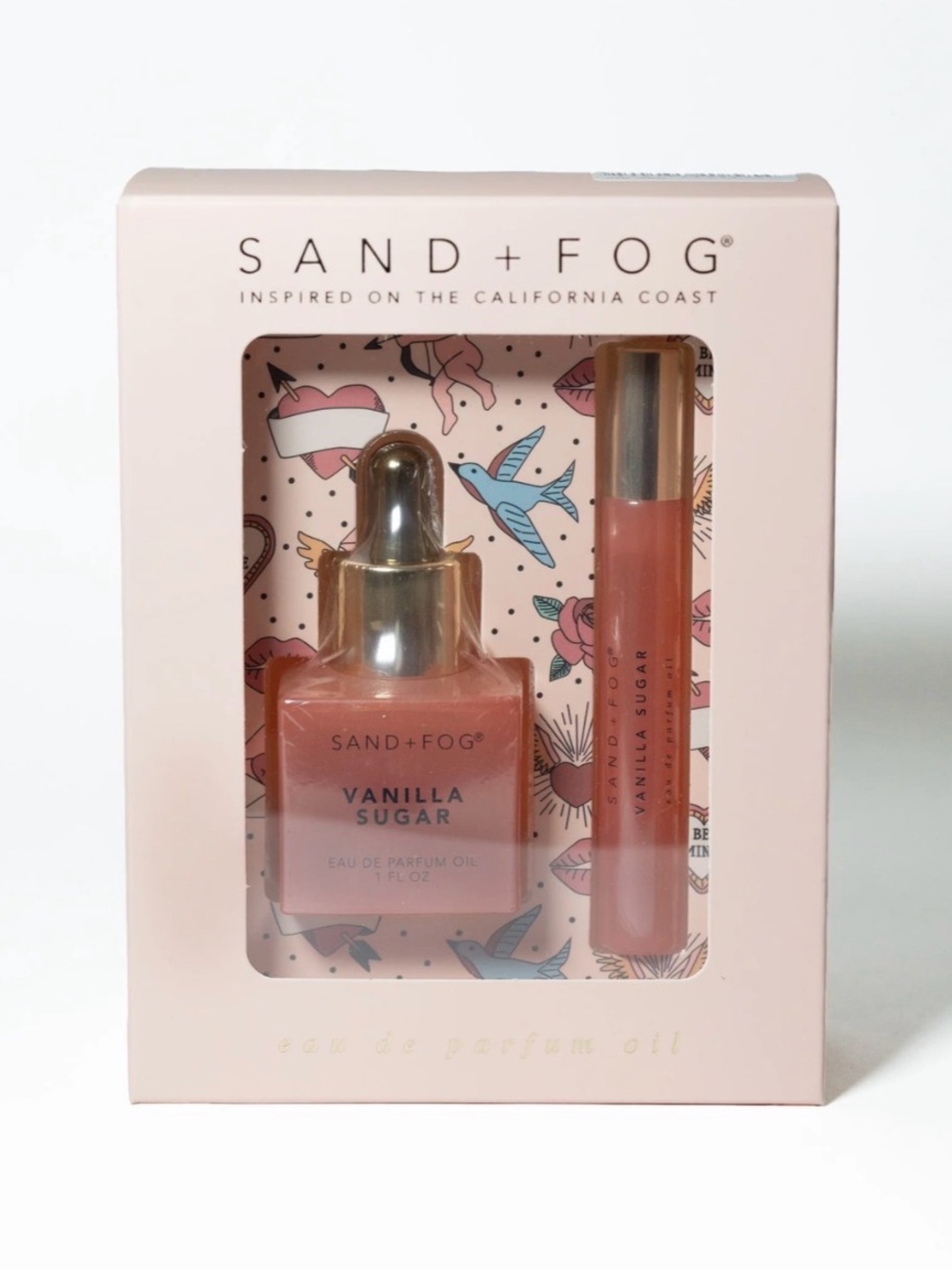 Sand + Fog Vanilla Sugar Oil Rollerball & Dropper Set- pink combo, gourmand